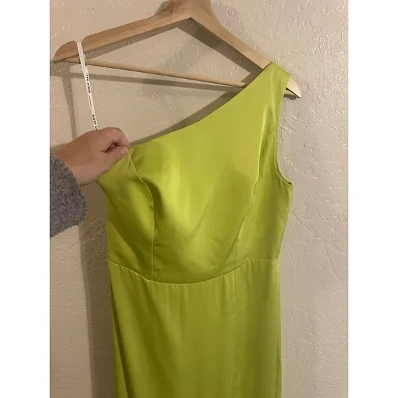 Y Birdy Grey Kira One Shoulder Satin High Slit Bridesmaid Formal Dress - Picture 7 of 10